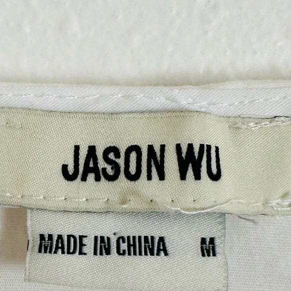 Jason Wu White Long Puff Sleeve Wrap Blouse Elegant Poplin Tailored Top - Picture 7 of 9